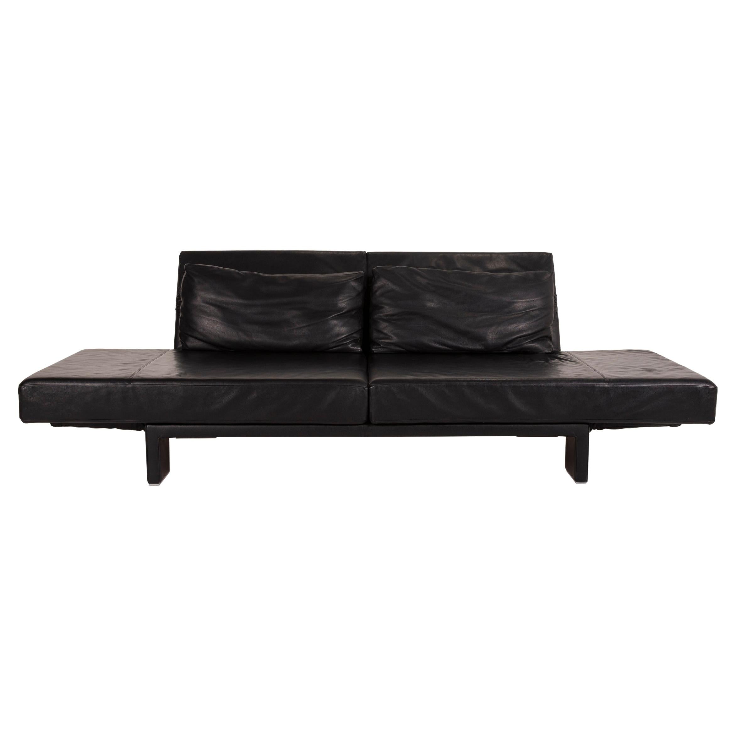 Franz Fertig Scene Leather Sofa Black Reclining Function For Sale