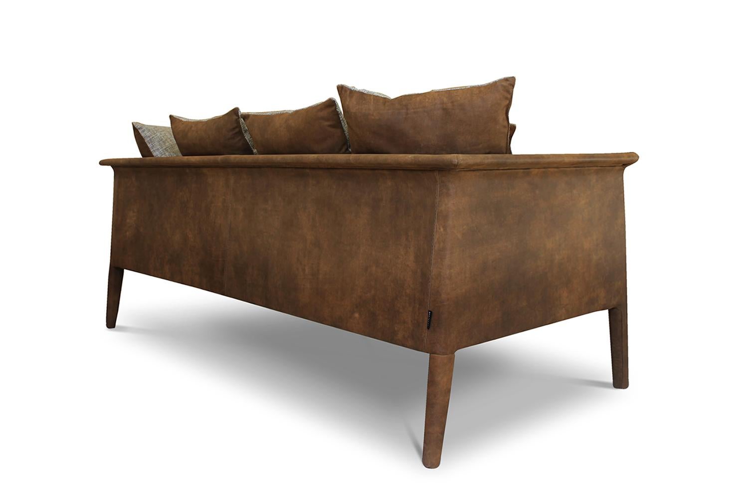 Contemporary Modern Franz Sofa in Leather & Brown Fabric by Collector Studio In New Condition For Sale In Castelo da Maia, PT