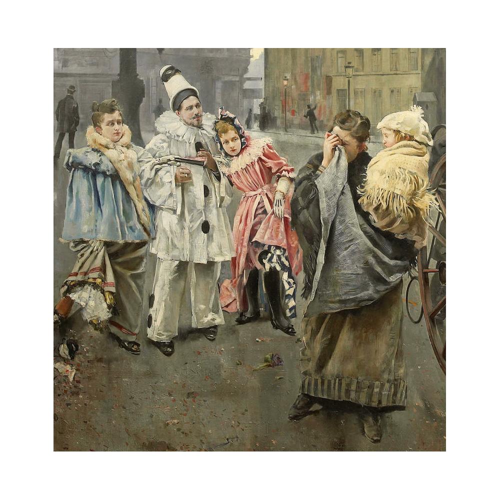 Großes und beeindruckendes Ölgemälde auf Leinwand „La Place Sainte Gudule, Brüssel“ (Akademisch), Painting, von Franz Gailliard