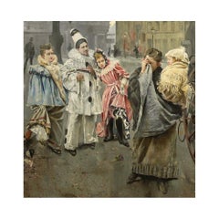 A Large and Impressive Oil on Canvas "La Place Sainte Gudule, Brussels"