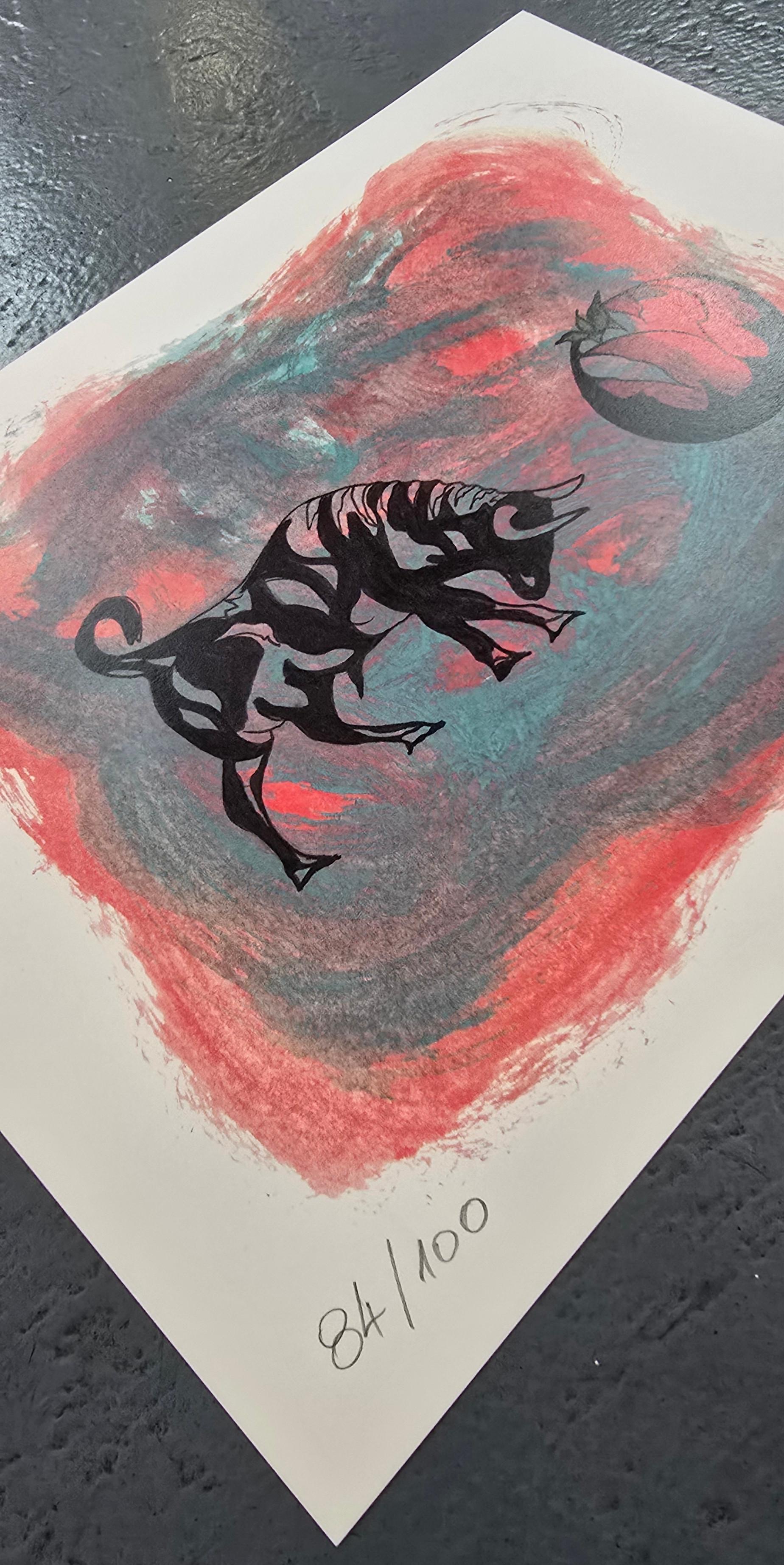 Bull - Stillleben (Surreales, farbenfrohes, lebhaftes, modernes) (26% OFF-LIST-Preis) im Angebot 1