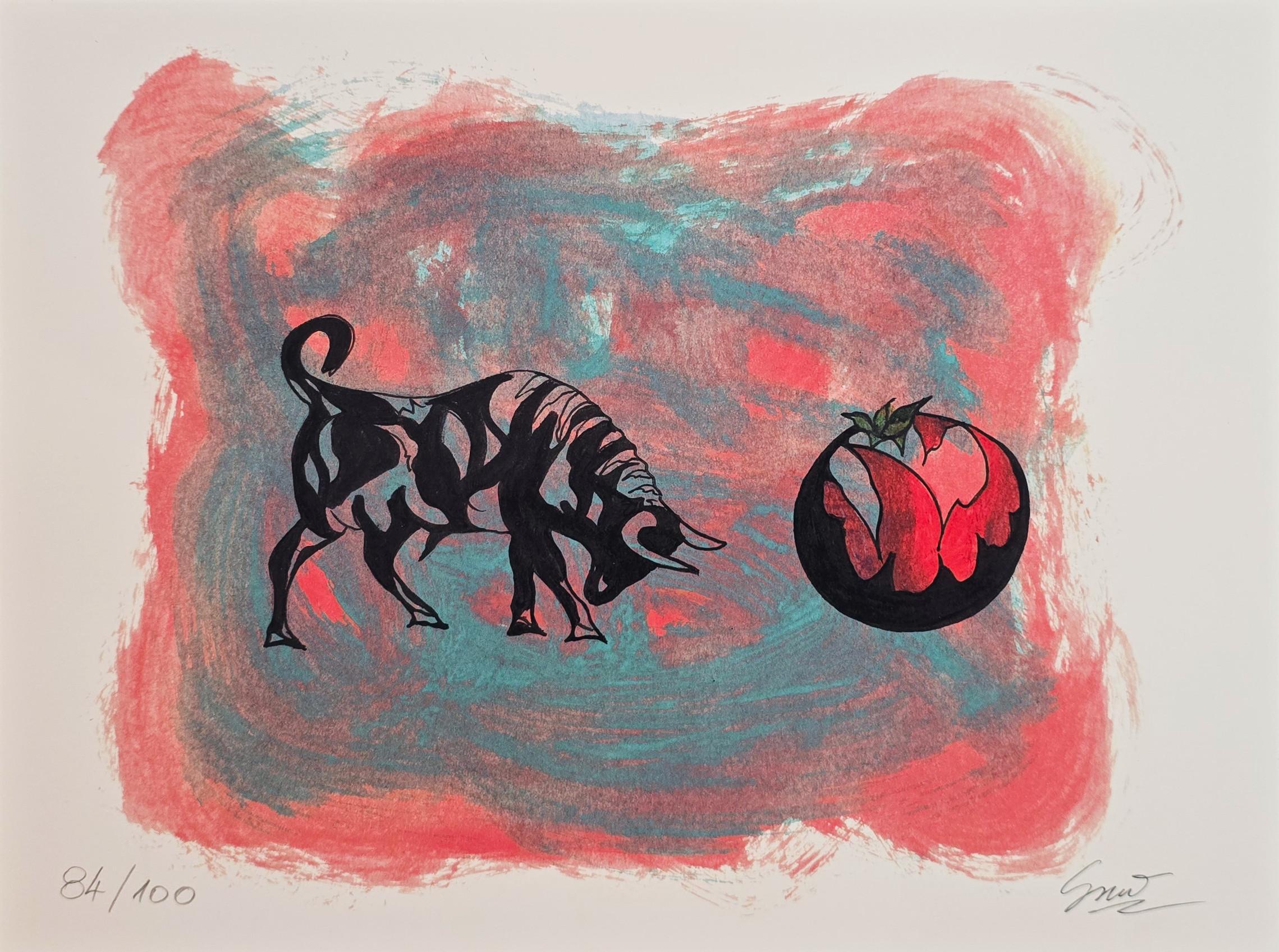 Bull - Still Life (Surreal, Colorful, Vibrant, Modern) (26% OFF LIST PRICE)