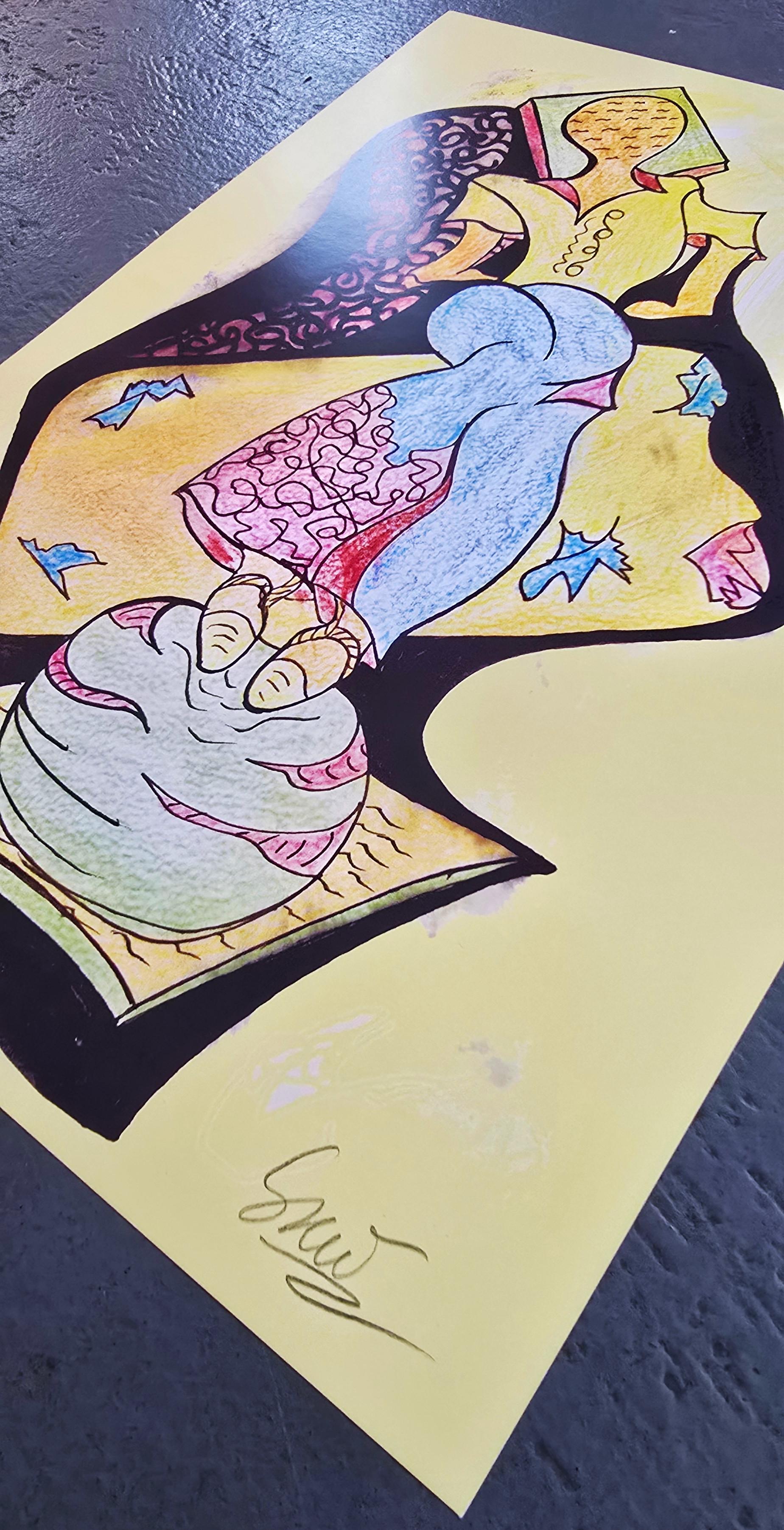 Franz Graw
Liegende Frau (Surreal, farbenfroh, lebendig, modern)
Farboffsetlithographie
Jahr: 2021
Größe: 16,53 x 11,73 Zoll (42 x 29,8 cm)
Auflage: 100
Signiert und nummeriert mit Bleistift
COA bereitgestellt 

Franz Graw (geb. 1964) ist ein in