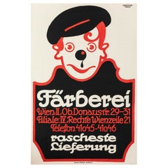 Franz Griessler, Original Art Deco Poster, Farberei, Dry cleaner, Vienna 1920's