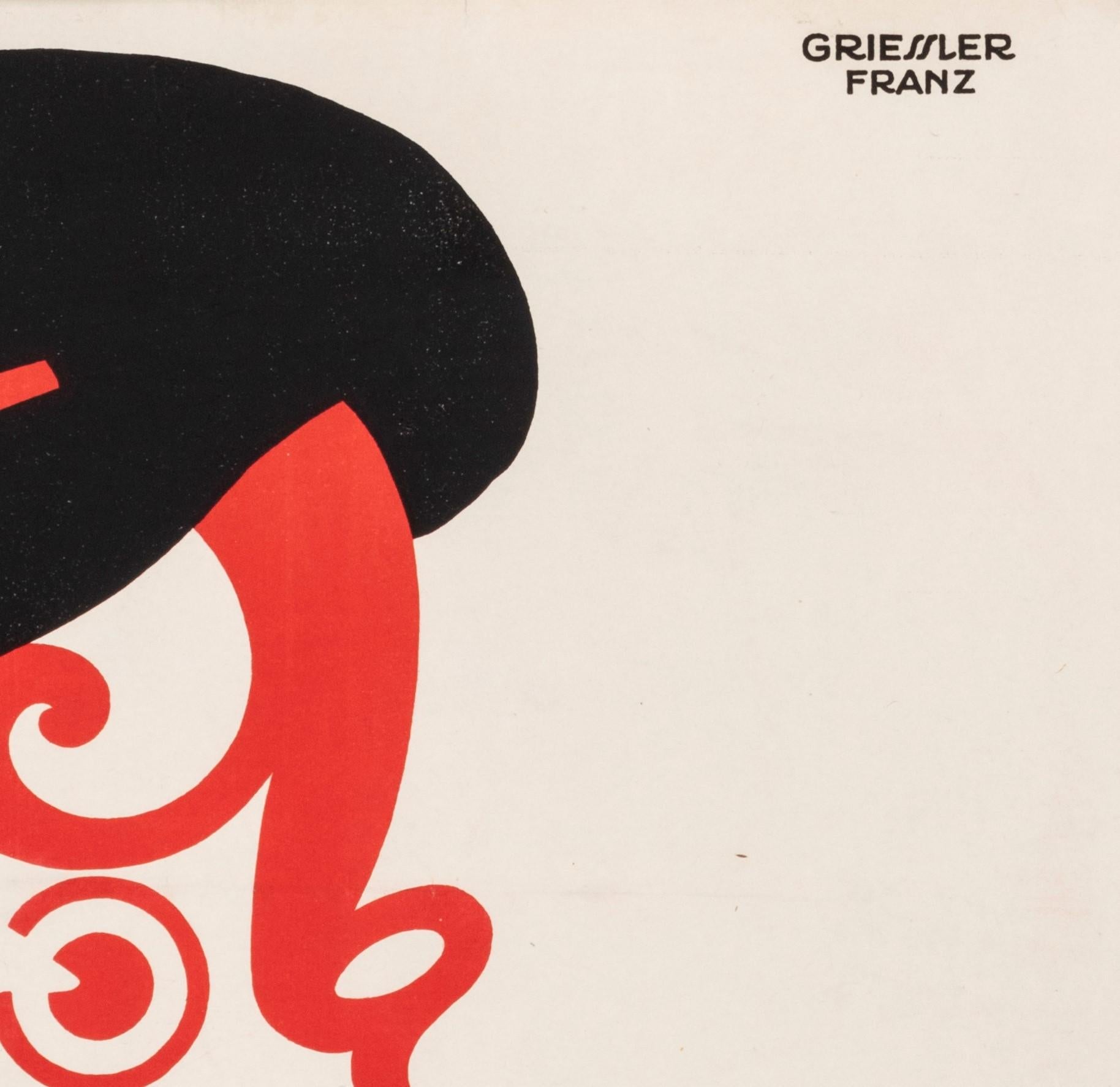 Art déco Franz Griessler, affiche originale Art Déco, Farberei, nettoyeur à sec, Vienne, années 1920  en vente