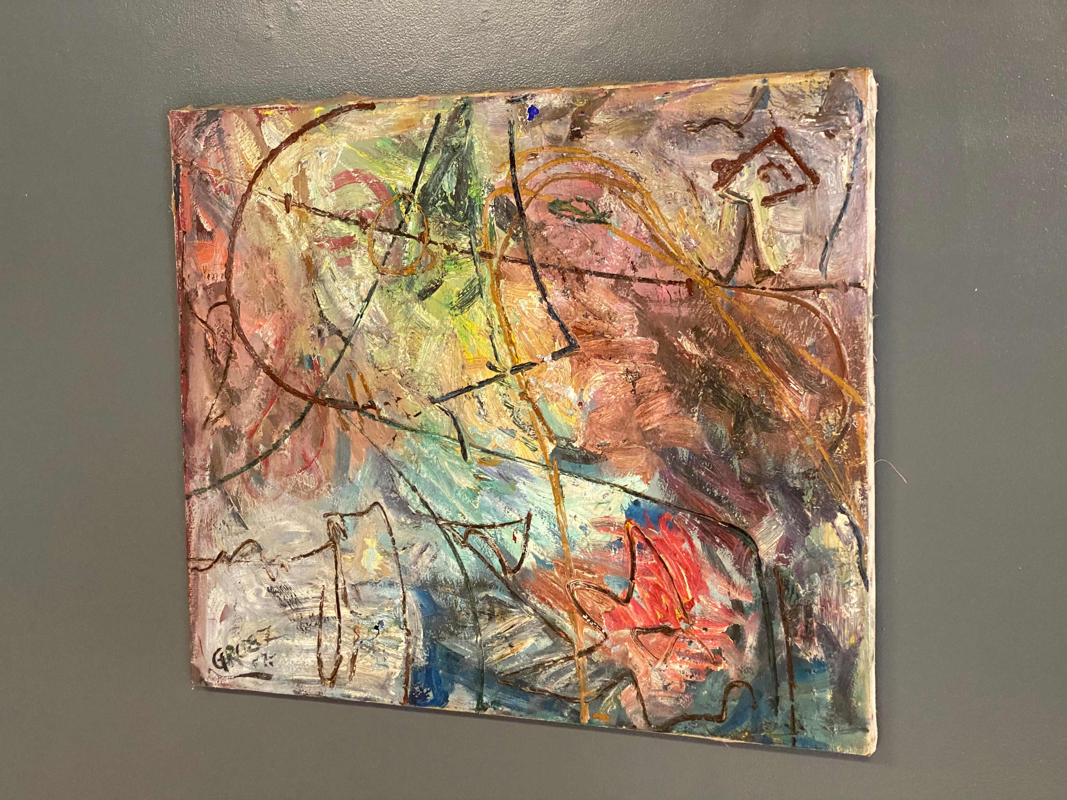 Abstraktes expressionistisches Gemälde von Franz Grosz, 1957 (Handbemalt) im Angebot