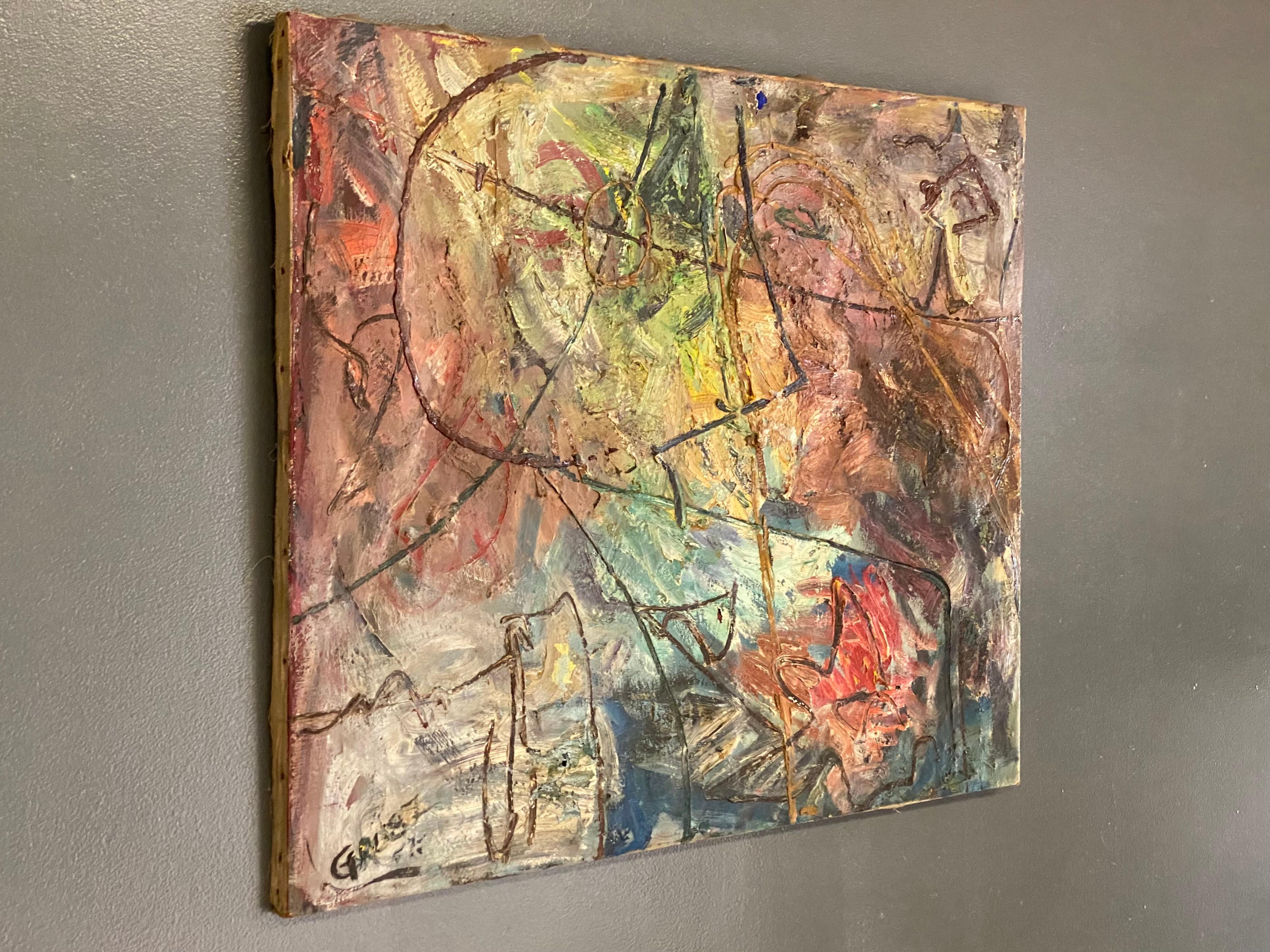 Abstraktes expressionistisches Gemälde von Franz Grosz, 1957 im Zustand „Gut“ im Angebot in Garnerville, NY