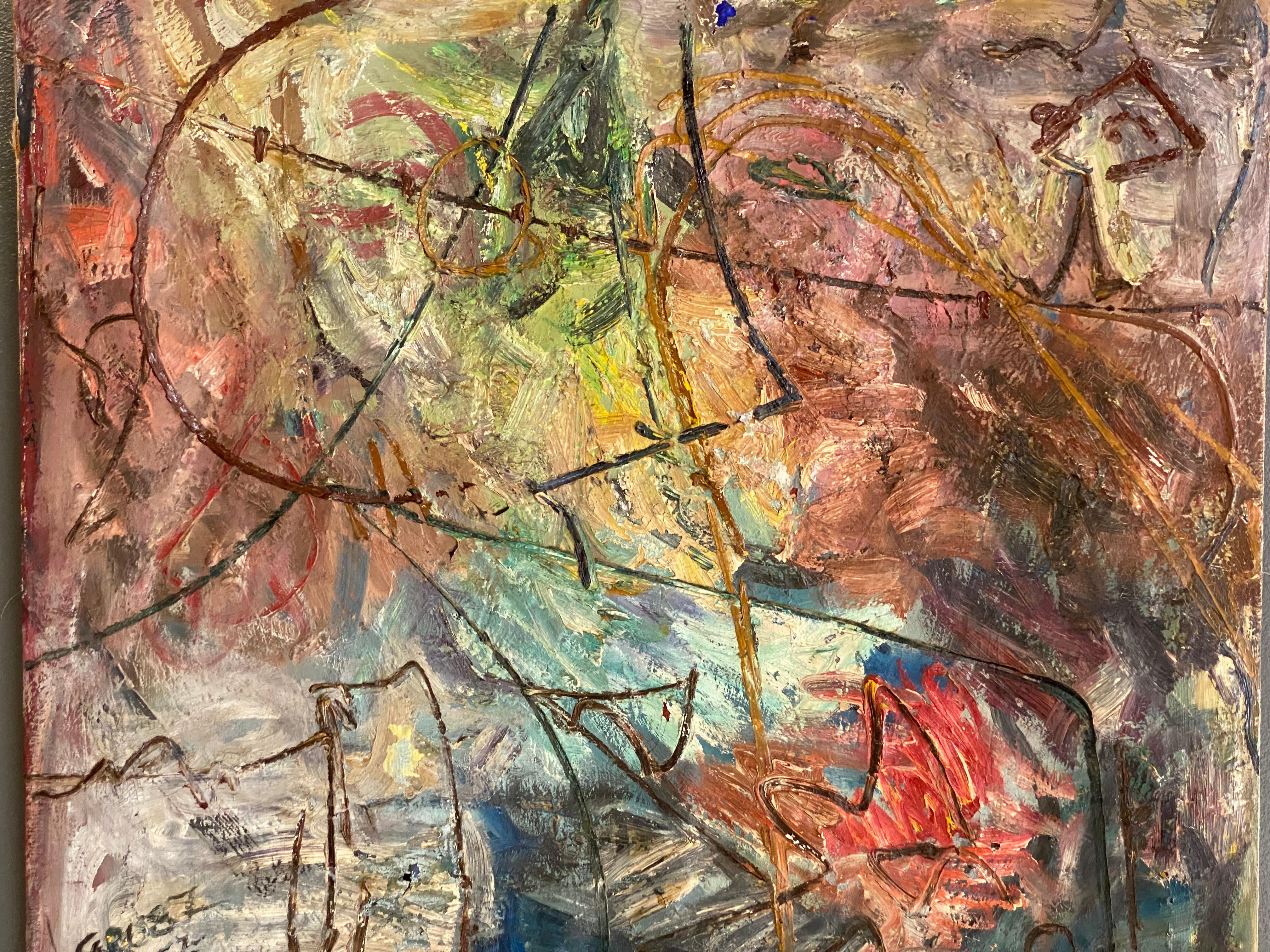 Abstraktes expressionistisches Gemälde von Franz Grosz, 1957 (Mitte des 20. Jahrhunderts) im Angebot