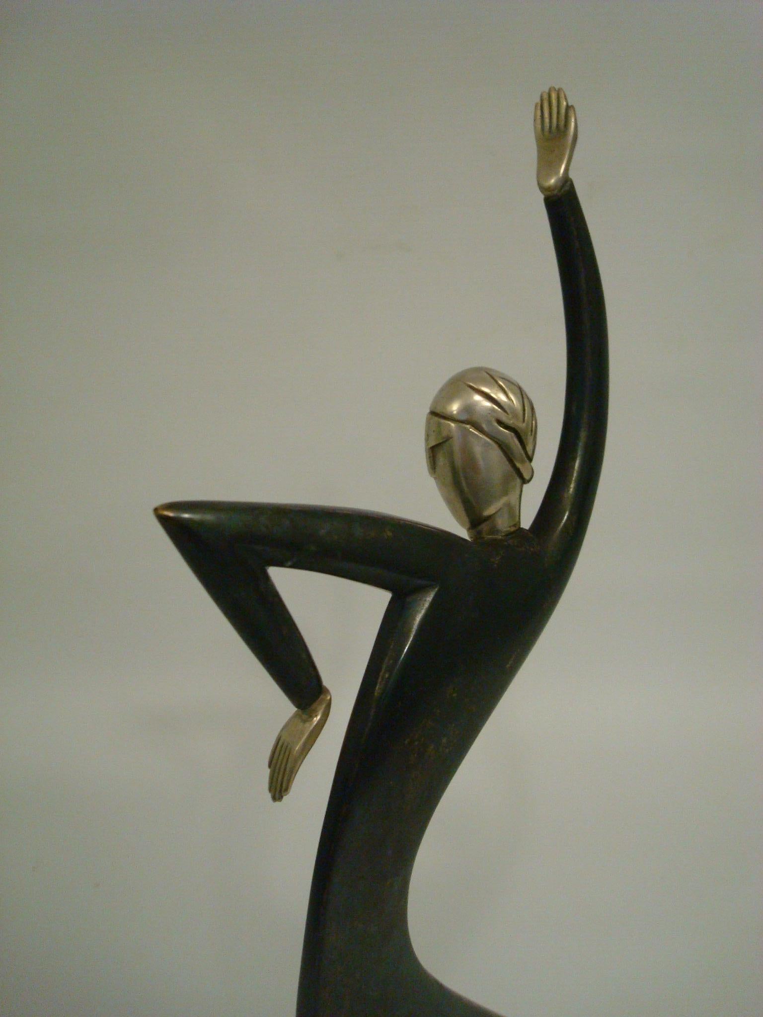 Polychromed Franz Hagenauer Bronze Sculpture Dancer Wiener Werkstatte, Josephine Baker