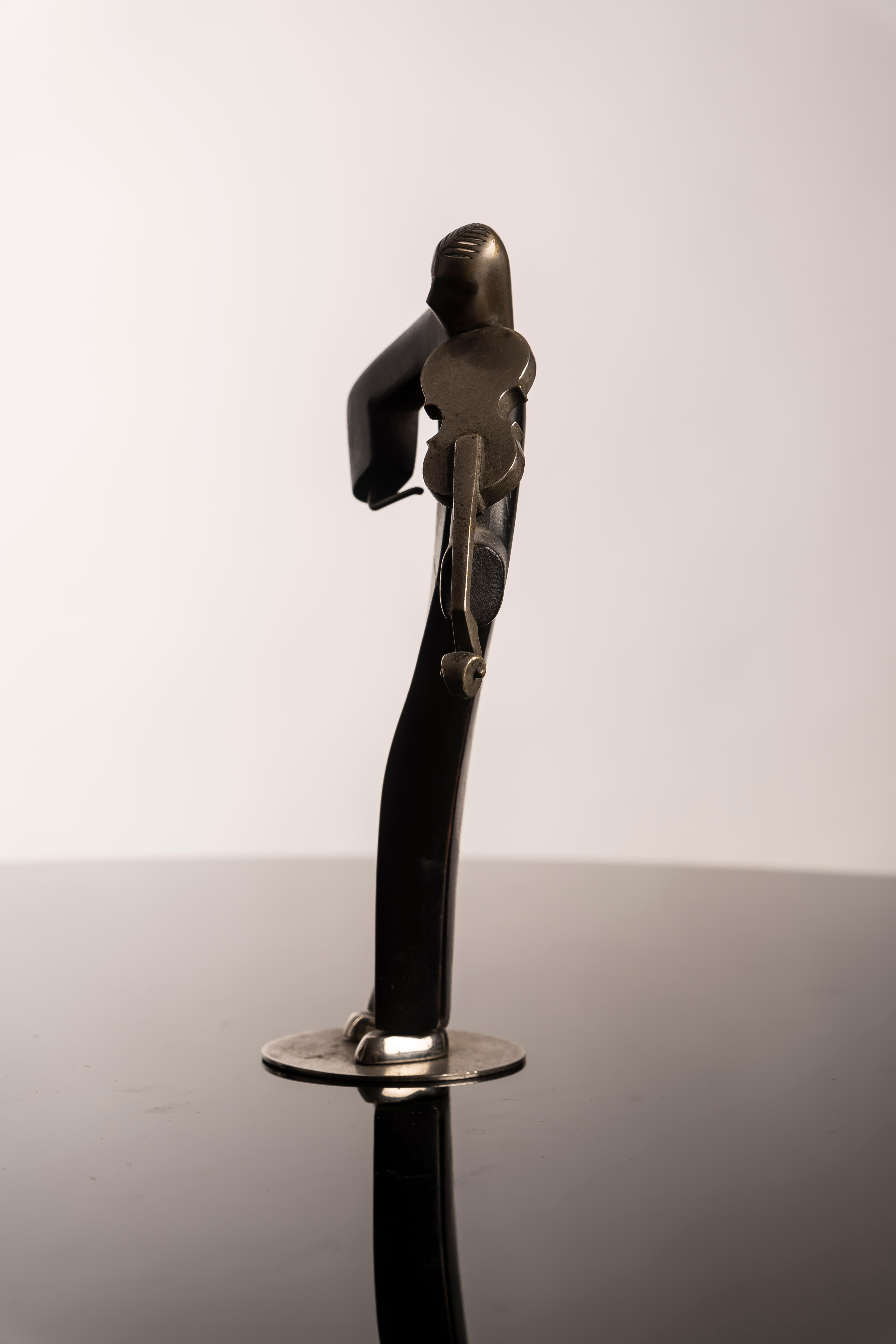 Franz Hagenauer, Scultura di violino, anni '20, bronzo argentato e Wood in vendita 3