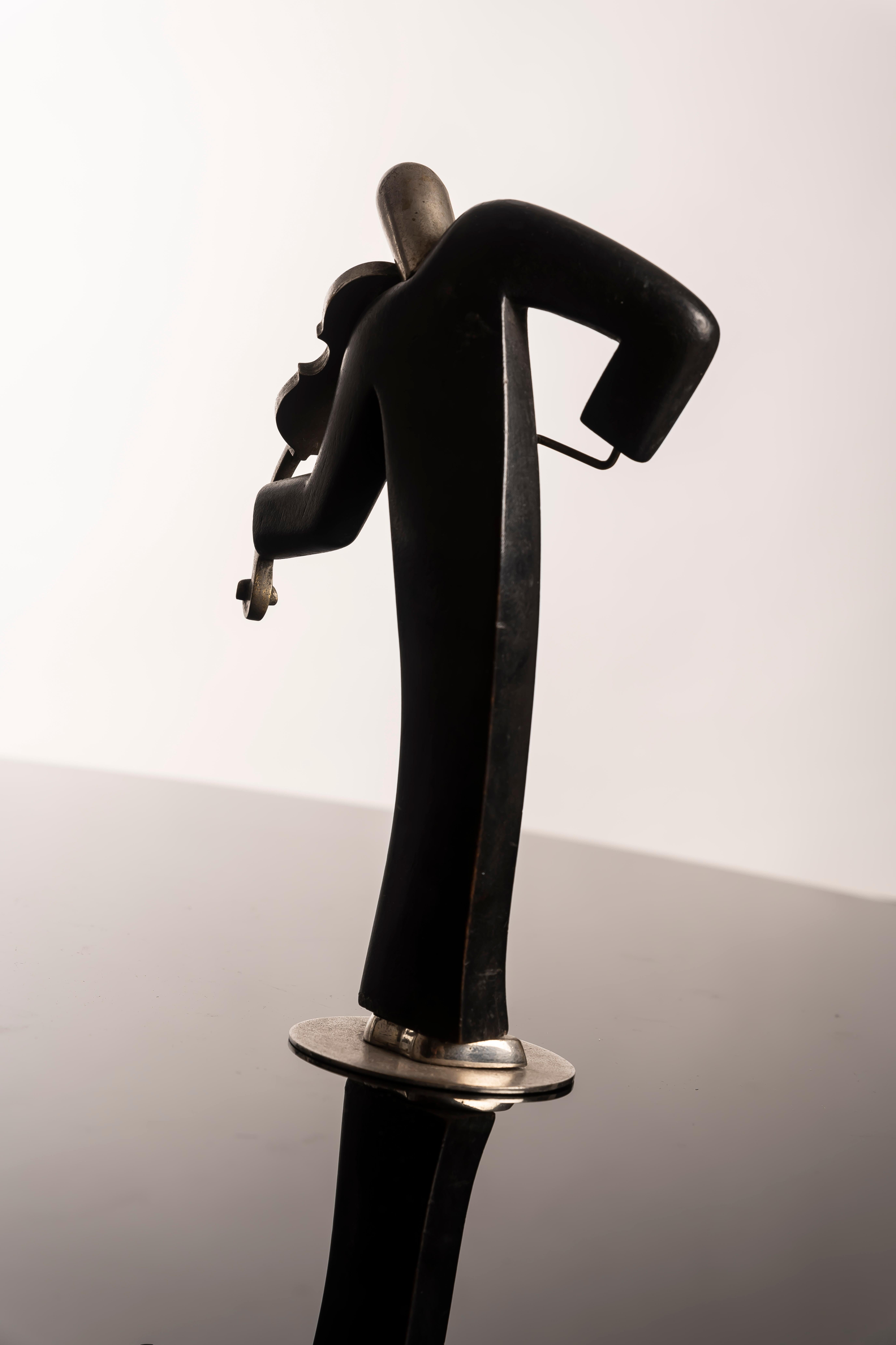 Franz Hagenauer, Scultura di violino, anni '20, bronzo argentato e Wood in vendita 5