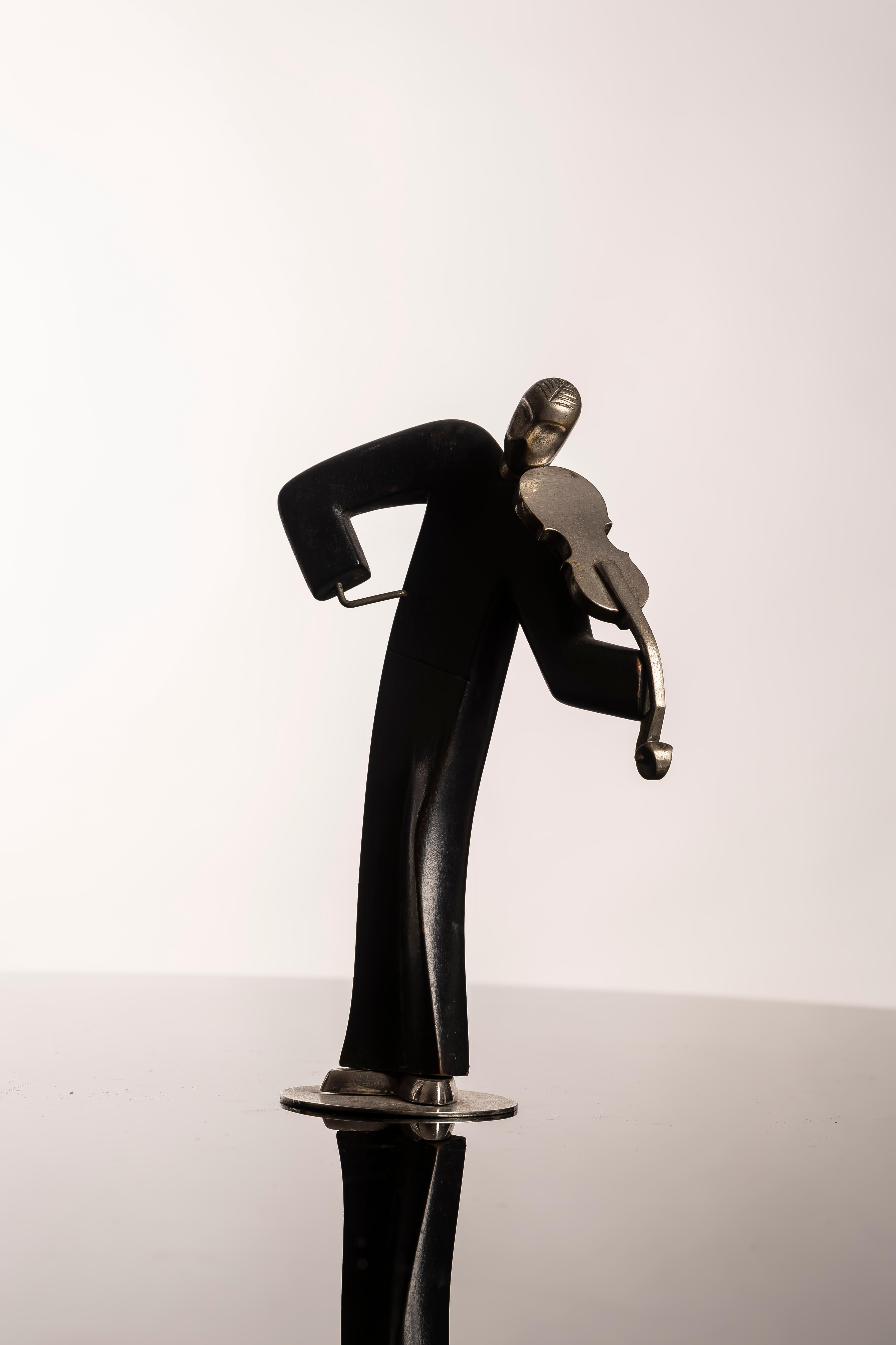 Franz Hagenauer, Scultura di violino, anni '20, bronzo argentato e Wood in vendita 9