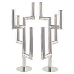 Franz Hagenauer Werkstätte Hagenauer Vienna pair of brass candlesticks ca. 1930