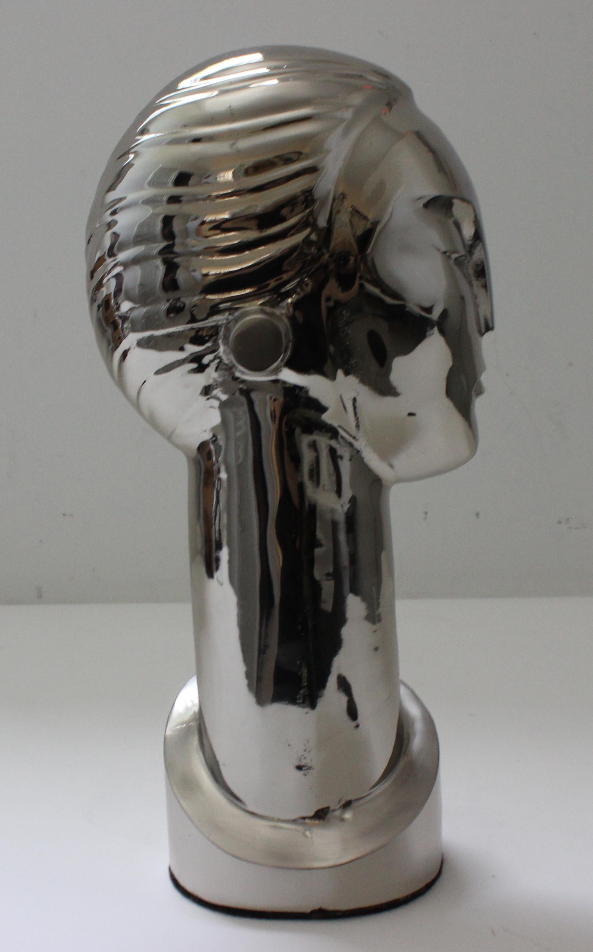Cast Franz Hagenaur Style Nickel Plated Bust For Sale