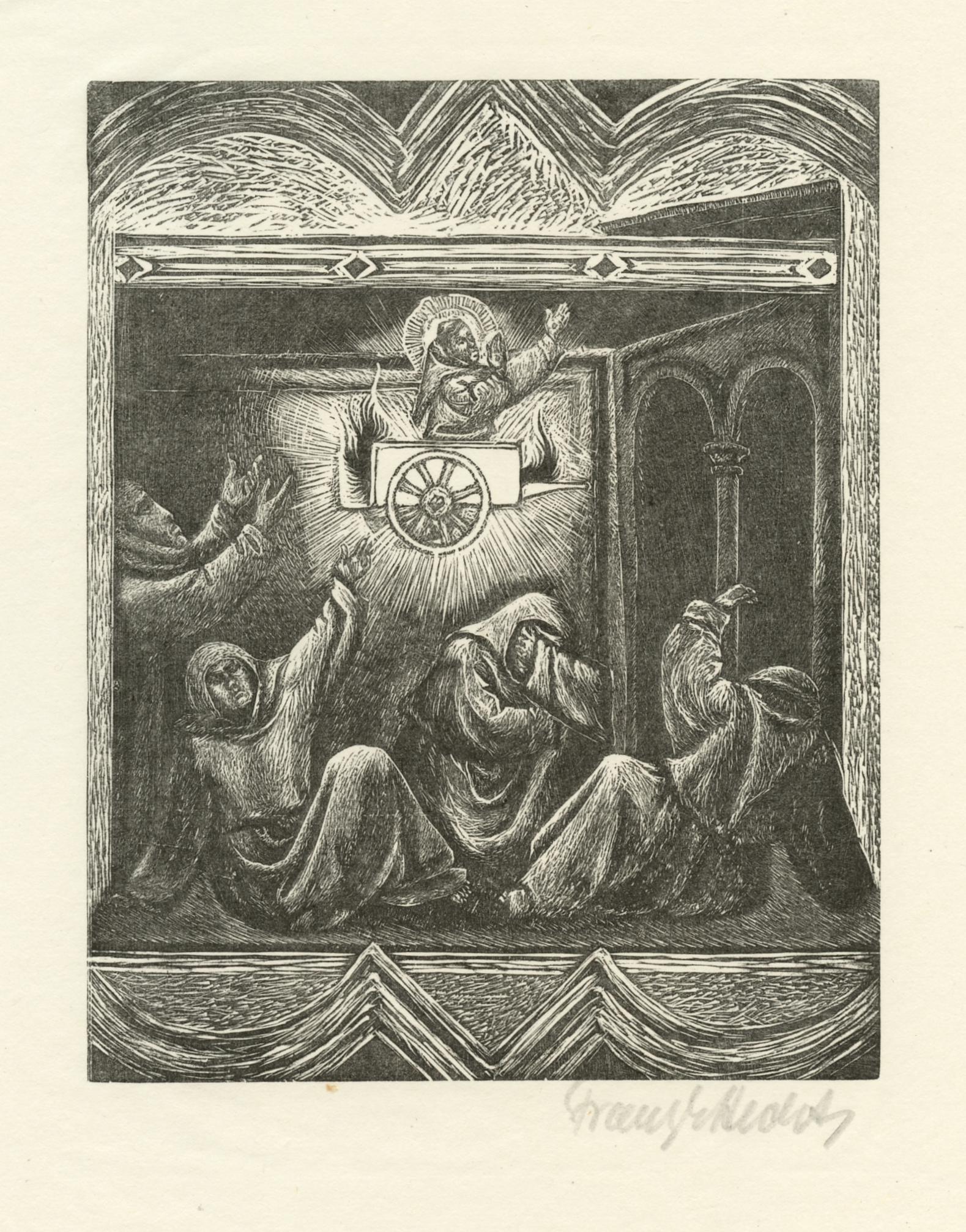 gravure sur bois originale signéeAus Dem Leben des Heiligen Franz (nach Taddeo Gaddi)