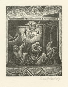 "Aus Dem Leben Des Heiligen Franz (nach Taddeo Gaddi)" xilografia originale firmata