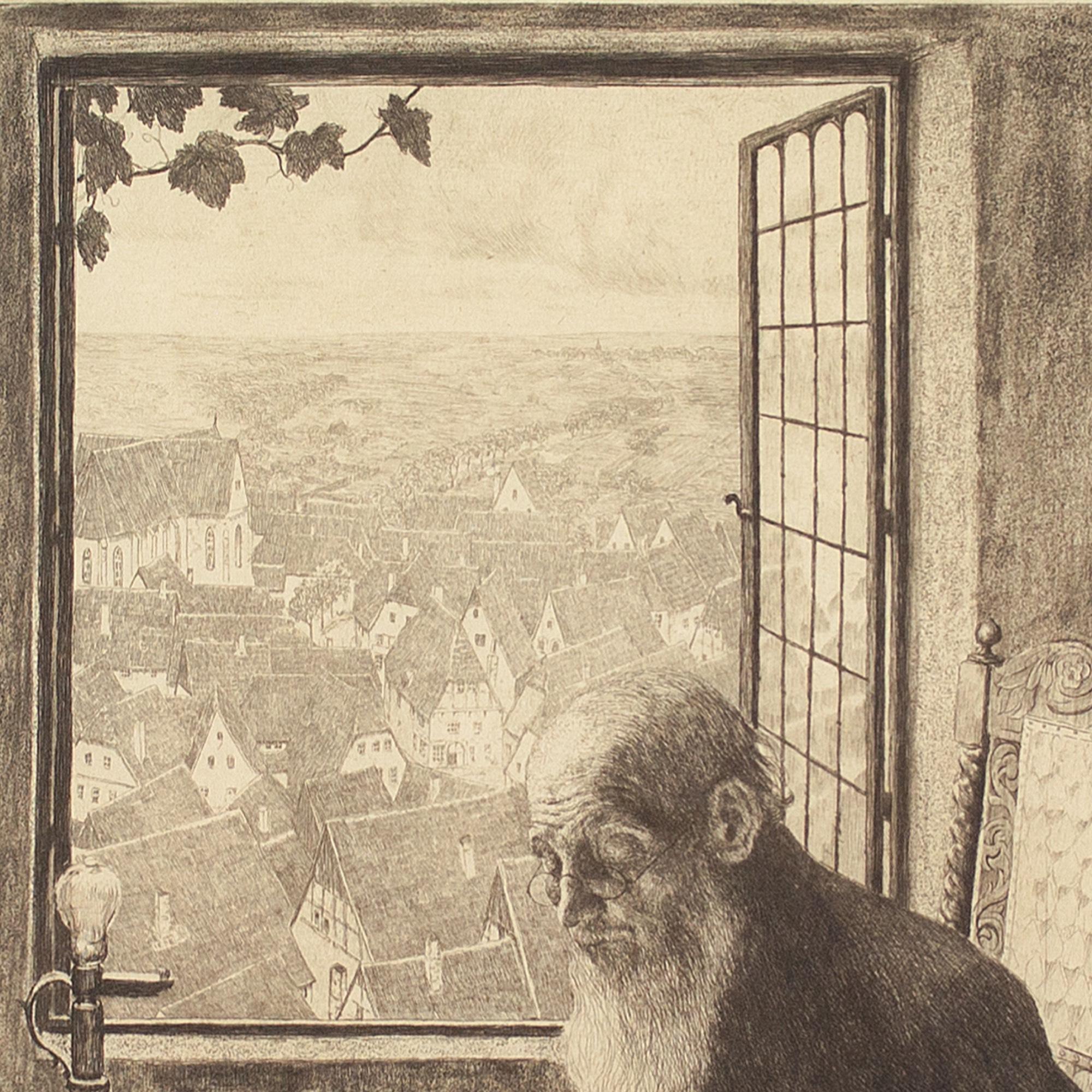 Franz Hecker, End Of Work, The Watchman, Etching 4
