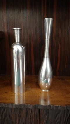 Franz Hindelberg Two 925 Sterling Silver Orchid Vases, circa 1930