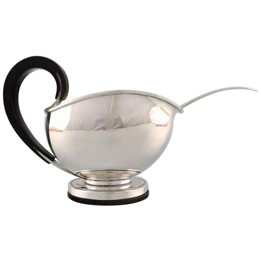 Franz Hingelberg, Denmark, Funkis Sauce Boat with Sauce Spoon in Sterling Silver