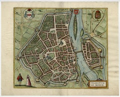 Antique map of Maastricht by Braun - Hogenberg - Handcoloured engraving - 16th c