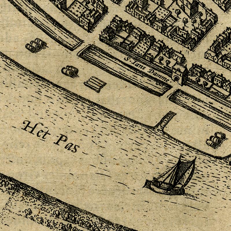 Antique map - Sluis (Sluys) in Zeeland by Braun - Hogenberg - Engraving - 16th c For Sale 6