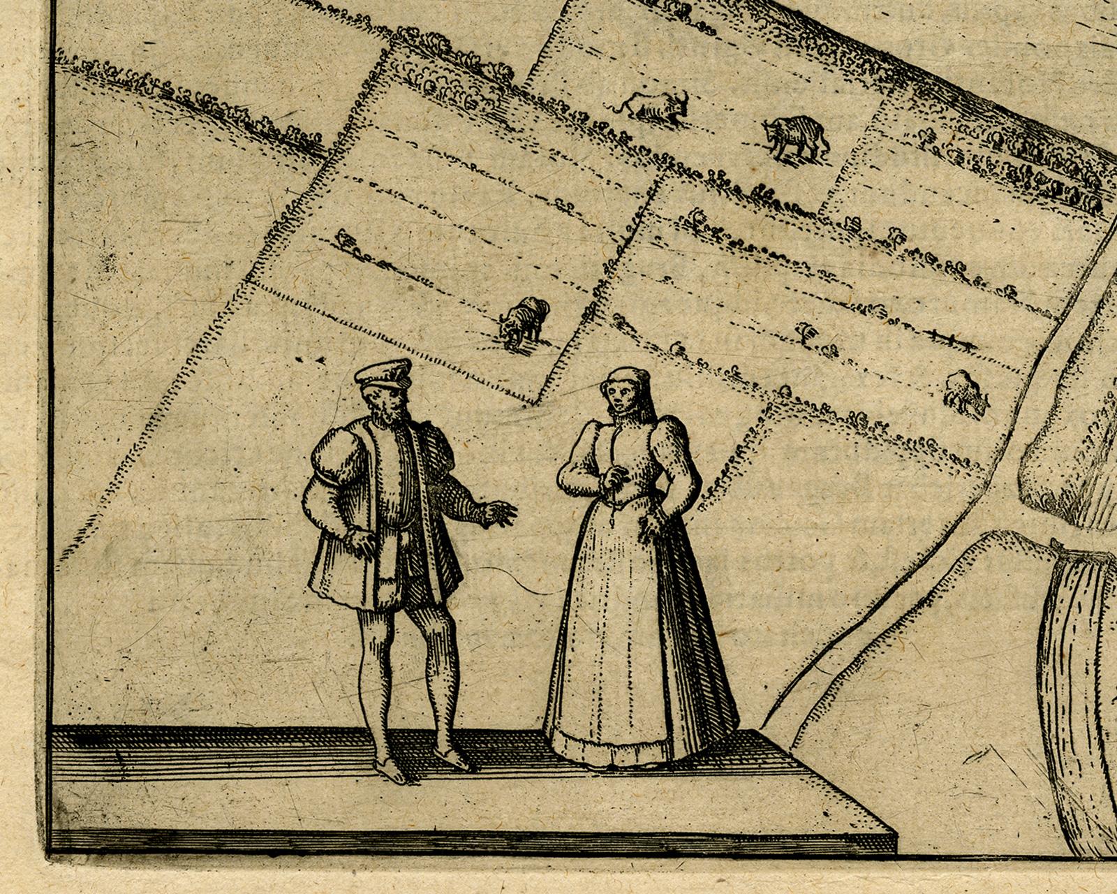 Antique map - Sluis (Sluys) in Zeeland by Braun - Hogenberg - Engraving - 16th c - Old Masters Print by Frans Hogenberg
