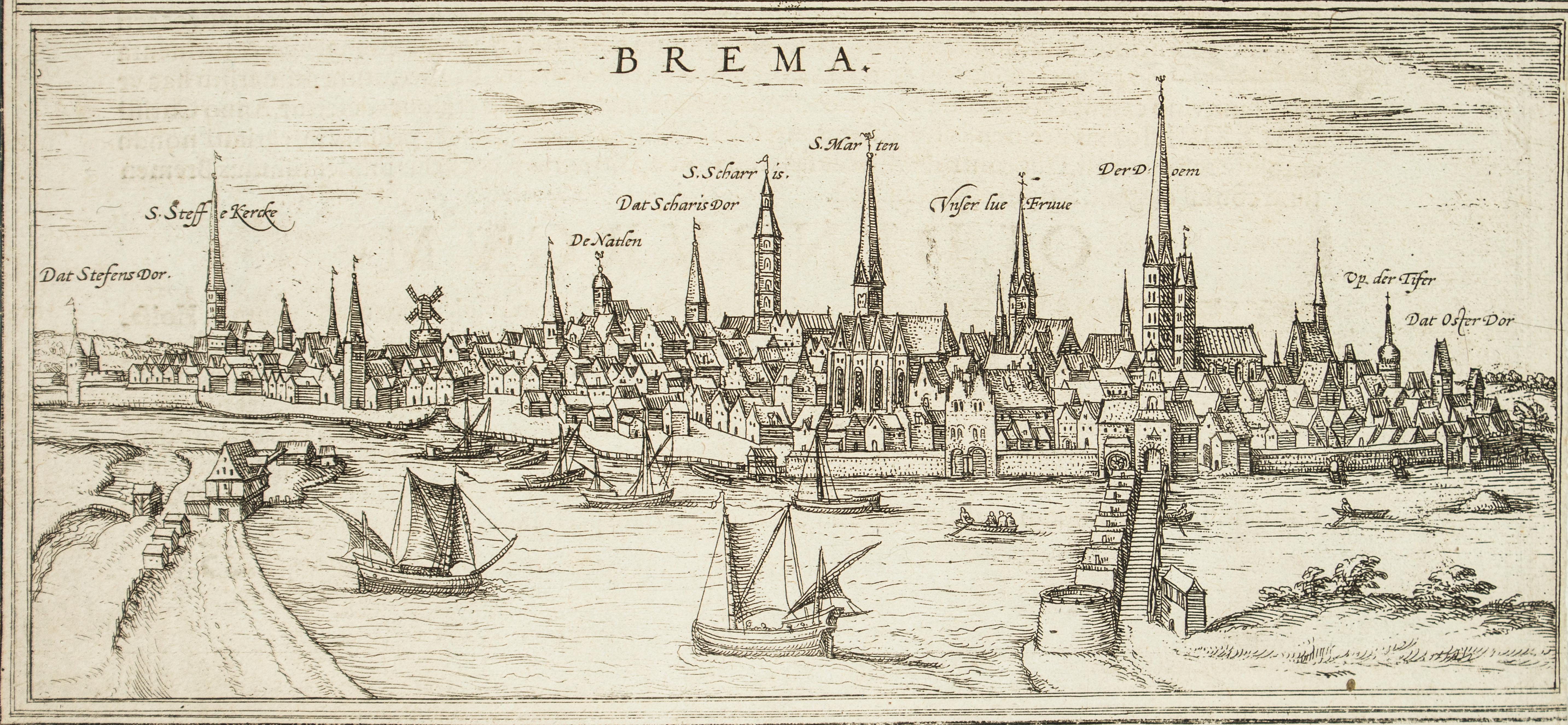 Bremen, Karte aus „Civitates Orbis Terrarum“ – von F.Hogenberg – 1572-1617
