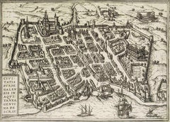 Carte de Burdigala, de « Civitates Orbis Terrarum » - par F. Hogenberg - 1575