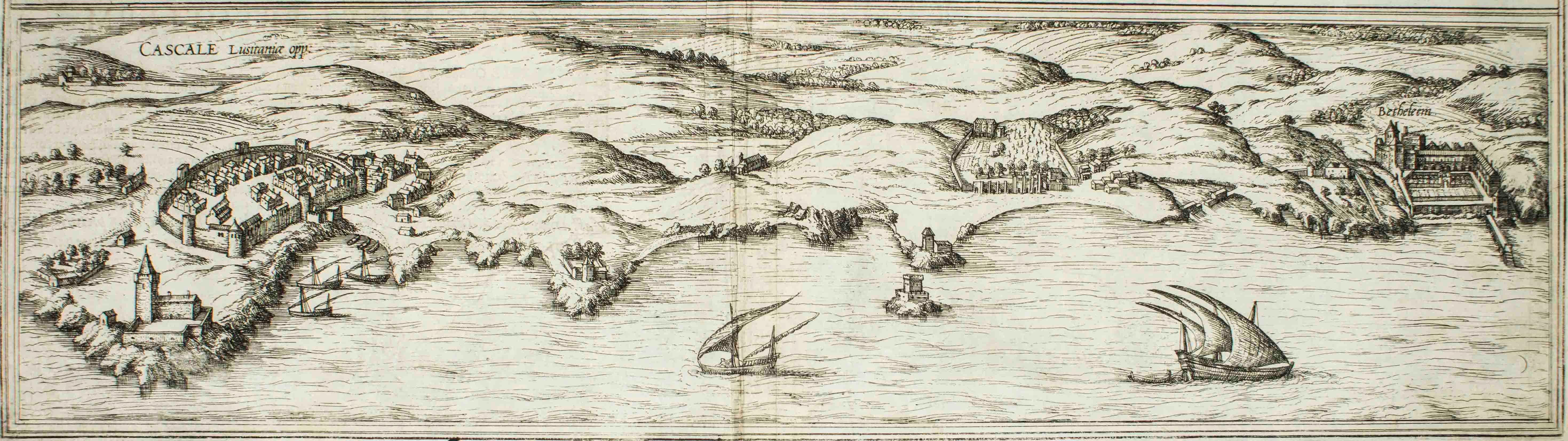 Frans Hogenberg Figurative Print - Cascale, Map from "Civitates Orbis Terrarum" - by F. Hogenberg - 1575