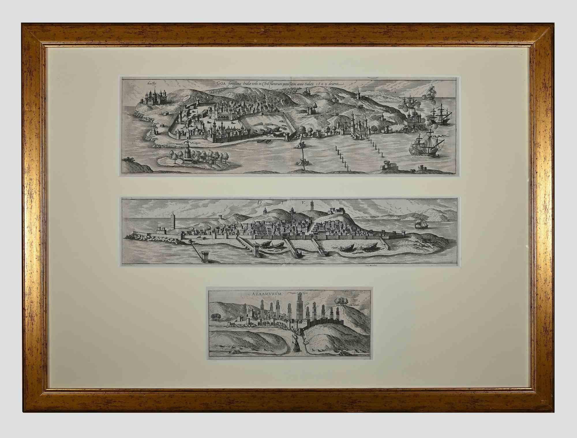 Frans Hogenberg Landscape Print - Cities - Etching by Braun Hogenberg - 1618