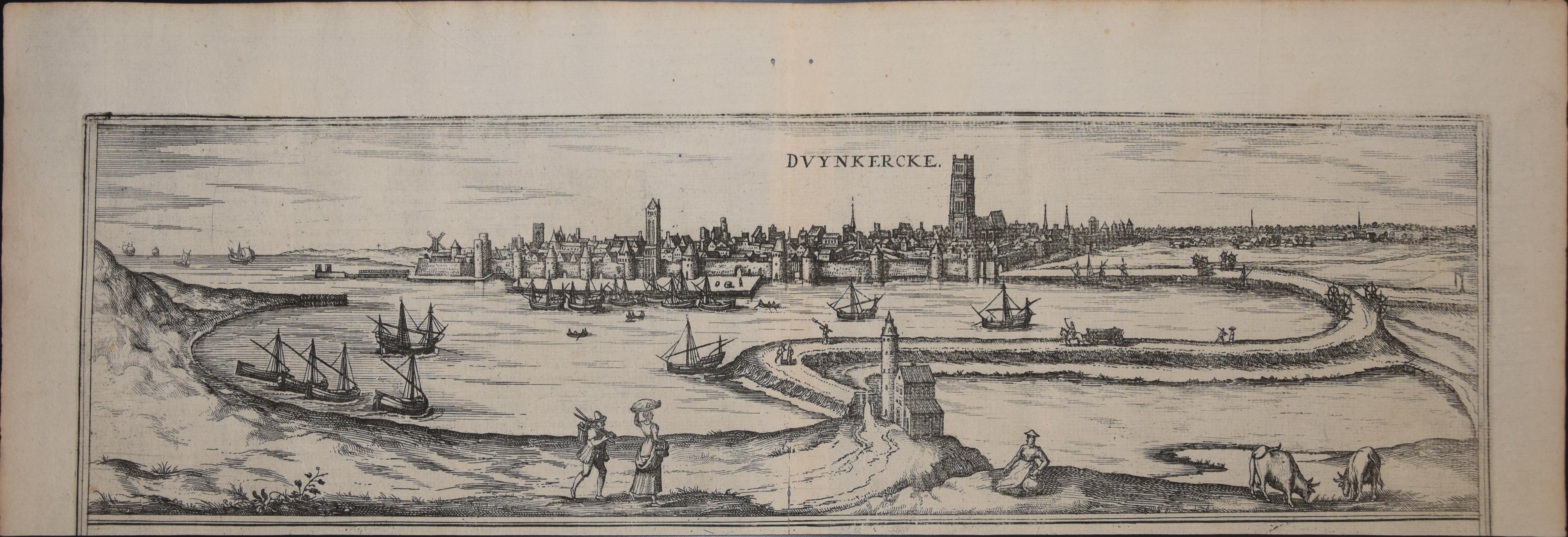 Dunkirk, Karte von „Civitates Orbis Terrarum“ – von F. Hogenberg – 1572/1617