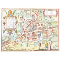 First Map of Cambridge in 1575, by Georg Braun and Franz Hogenberg