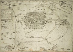Antique Leyden, Map from "Civitates Orbis Terrarum" - by F. Hogenberg - 1575