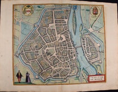 Maastricht, Netherlands: A 16th Century Hand-colored Map by Braun & Hogenberg