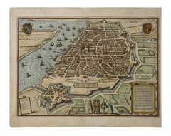 Mappa di Anversa - Acquaforte di G.Braun e F. Hogenberg - Fine XVI secolo