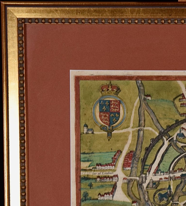 Map of Canterbury; A 16th Century Framed Hand-colored Map by Braun & Hogenberg For Sale 4