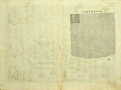 Map of Embden - Original Etching by G. Braun e F. Hogenberg - Late 16th Century