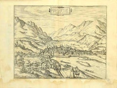 Map of Innsbruck  - Etching by G. Braun and F. Hogenberg - Late 16th Century