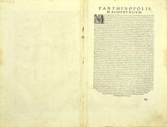 Mapa de Magdeburgo - Grabado de G. Braun e F. Hogenberg - Finales del siglo XVI