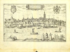 Map of Nijmegen - Etching by G. Braun and F. Hogenberg - Late 16th Century