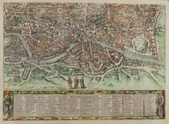 Map of Rome - Etching by G. Braun and F. Hogenberg - 17th Century