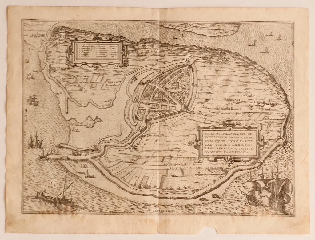 Frans Hogenberg Landscape Print - Map of the Netherlands - Etching by G. Braun and F. Hogenberg -Late 16th Century