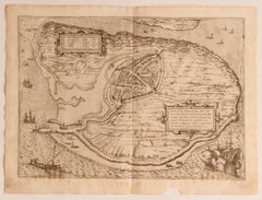 Mapa de los Países Bajos - Grabado de G. Braun y F. Hogenberg - Finales del siglo XVI