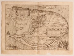 Map of the Netherlands - Etching by G. Braun and F. Hogenberg -Late 16th Century