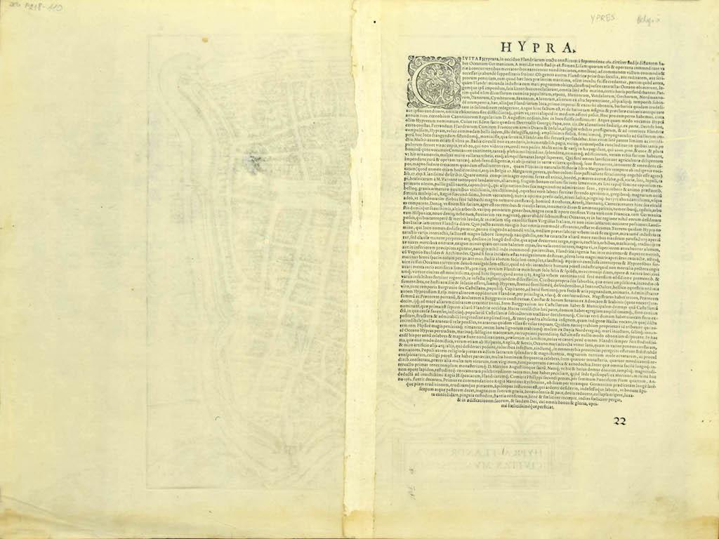 Map of Ypres - Etching by G. Braun and F. Hogenberg - Late 16th Century - Print by Frans Hogenberg