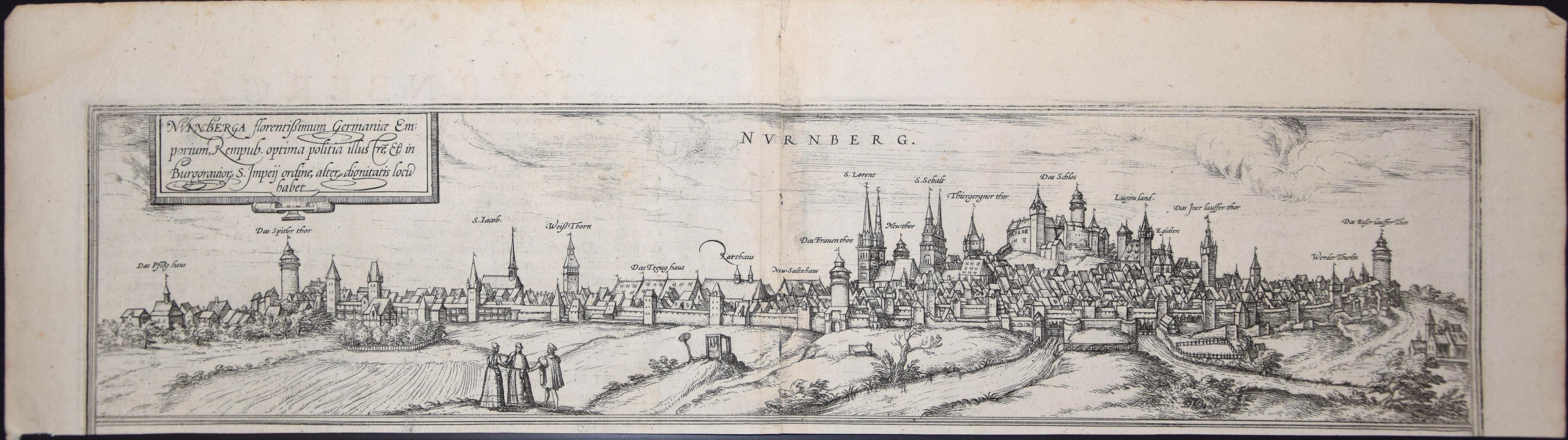 Frans Hogenberg Figurative Print - Nuremberg, Map from "Civitates Orbis Terrarum" - by F. Hogenberg - 1575