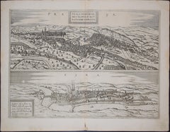 Prag und Egra, antike Karte aus „Civitates Orbis Terrarum“