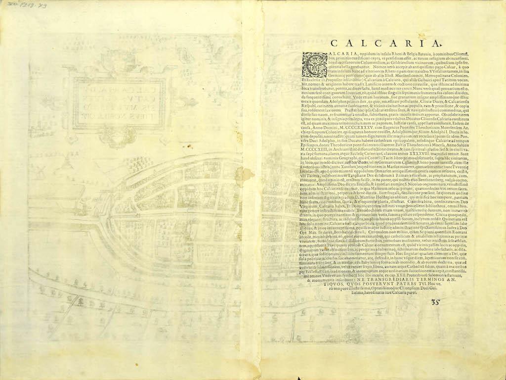 Map of Kalkar - Etching by G. Braun and F. Hogenberg - Late 16th Century - Print by Frans Hogenberg