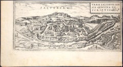 Salzburgo, Mapa de "Civitates Orbis Terrarum"-por F. Hogenberg - 1575