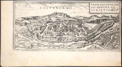 Salzburg, Map from "Civitates Orbis Terrarum"-by F. Hogenberg - 1575